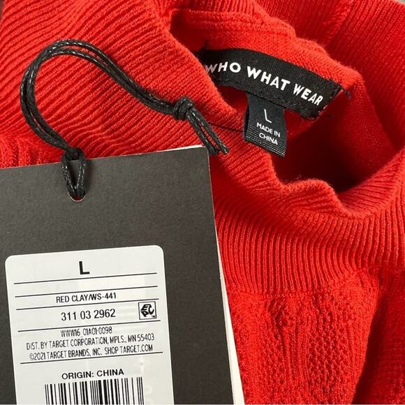 🆕 RED RUFFLE Knit TOP Tank Sweater Vest Who What Wear L NEW NWT - Picture 5 of 12